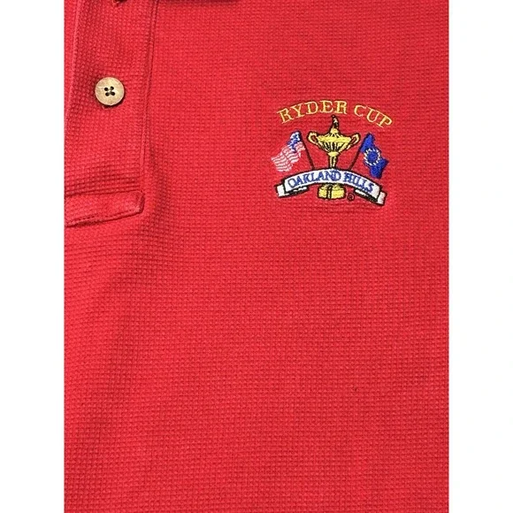Antigua Ryder Cup Oakland Hills Polo Shirt Red Golf Medium 100% Cotton - Picture 3 of 7